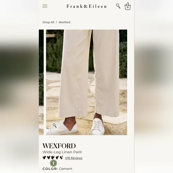 Frank & Eileen Cement Wexford Wide leg Linen Pants - Picture 8 of 10